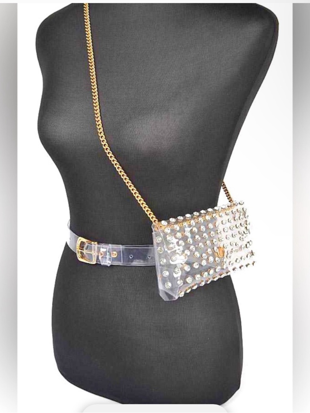 Nicole Clear Crystal-Studded Phone Crossbody Bag & a Clear Belt Approx. 4.5 x 7 - Picture 10 of 10